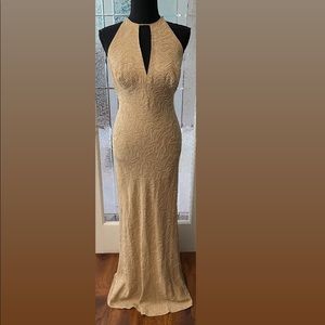 Carmen Marc Valvo Size 8 Gold Evening Gown